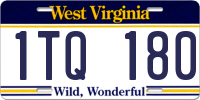 WV license plate 1TQ180