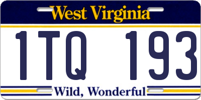 WV license plate 1TQ193