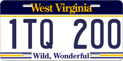 WV license plate 1TQ200