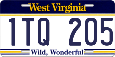 WV license plate 1TQ205