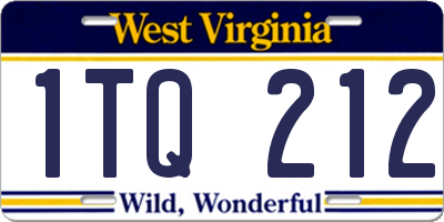 WV license plate 1TQ212