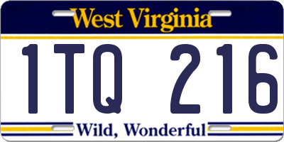 WV license plate 1TQ216