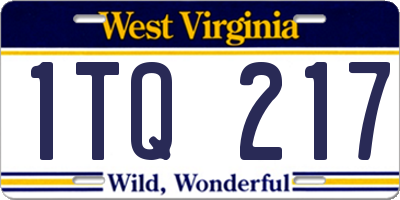 WV license plate 1TQ217