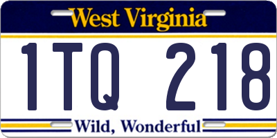 WV license plate 1TQ218