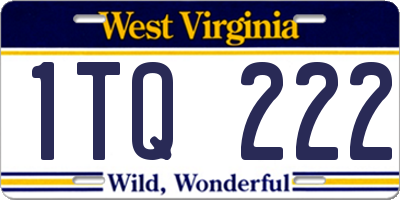 WV license plate 1TQ222