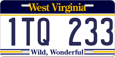 WV license plate 1TQ233