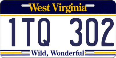 WV license plate 1TQ302