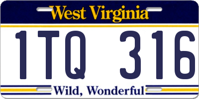 WV license plate 1TQ316