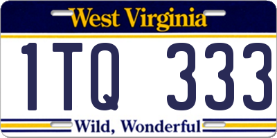 WV license plate 1TQ333