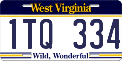 WV license plate 1TQ334