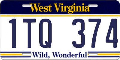 WV license plate 1TQ374
