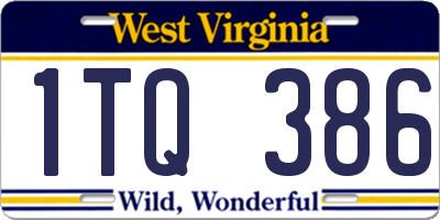 WV license plate 1TQ386