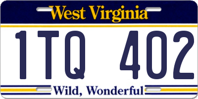 WV license plate 1TQ402