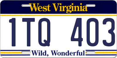 WV license plate 1TQ403
