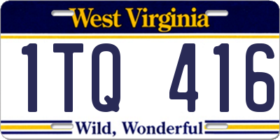 WV license plate 1TQ416