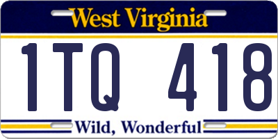 WV license plate 1TQ418