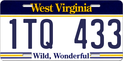 WV license plate 1TQ433
