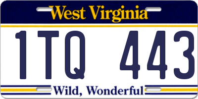 WV license plate 1TQ443