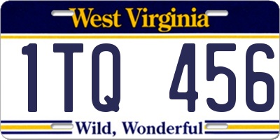 WV license plate 1TQ456