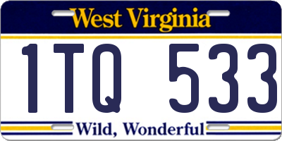WV license plate 1TQ533