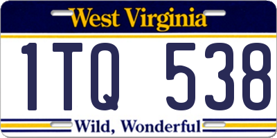 WV license plate 1TQ538