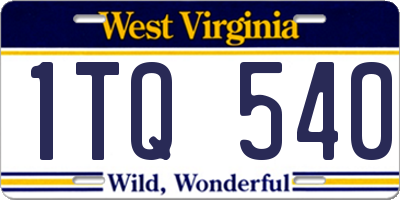 WV license plate 1TQ540