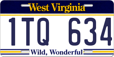 WV license plate 1TQ634