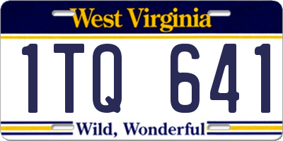 WV license plate 1TQ641