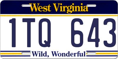 WV license plate 1TQ643