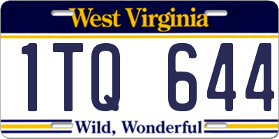 WV license plate 1TQ644