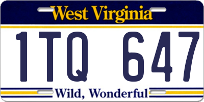 WV license plate 1TQ647