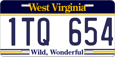 WV license plate 1TQ654