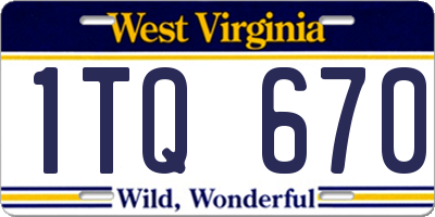 WV license plate 1TQ670