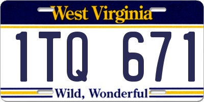 WV license plate 1TQ671