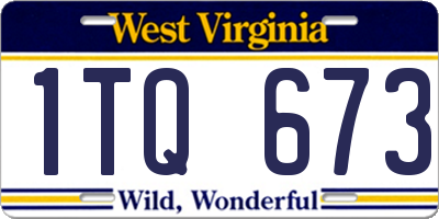 WV license plate 1TQ673
