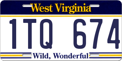 WV license plate 1TQ674