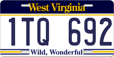 WV license plate 1TQ692