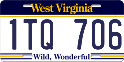 WV license plate 1TQ706
