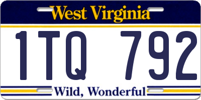 WV license plate 1TQ792