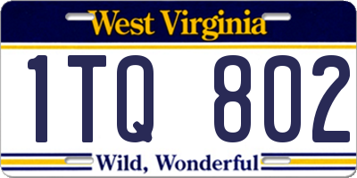 WV license plate 1TQ802