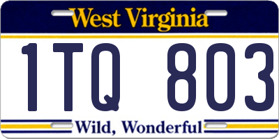 WV license plate 1TQ803