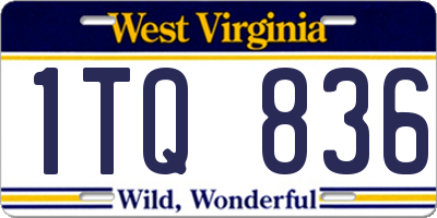 WV license plate 1TQ836