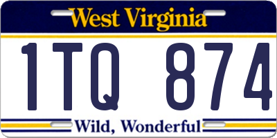WV license plate 1TQ874