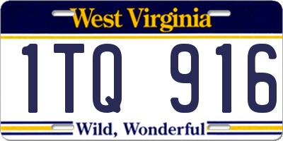 WV license plate 1TQ916