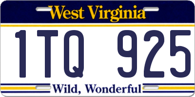 WV license plate 1TQ925