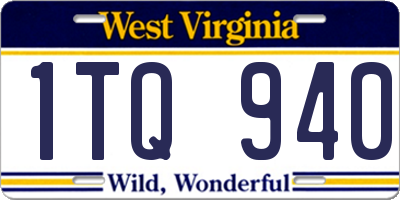 WV license plate 1TQ940