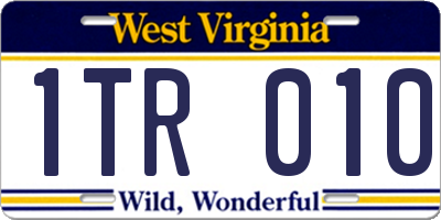 WV license plate 1TR010