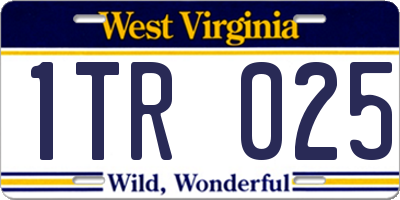 WV license plate 1TR025