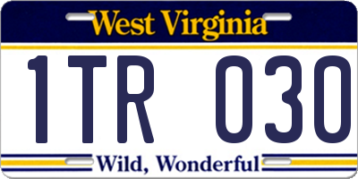 WV license plate 1TR030