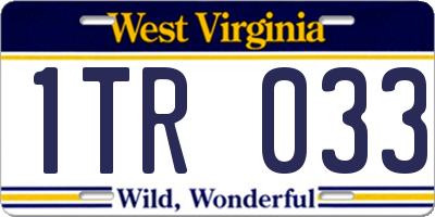 WV license plate 1TR033